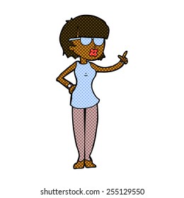 retro comic book style cartoon woman wearing spectacles