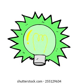 caricatura estilo libro de historietas retro que parpadea la bombilla verde