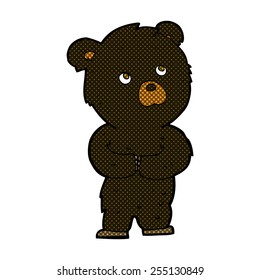 retro comic book style cartoon black bear cub