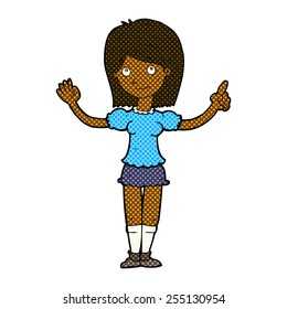 retro comic book style cartoon woman explaining idea