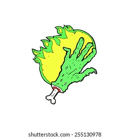 retro comic book style cartoon gross flaming zombie hand