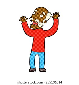retro comic book style cartoon terrified old man