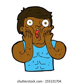 retro comic book style cartoon shocked gym man