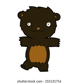 retro comic book style cartoon black bear cub