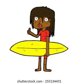 Retro-Comicbuch-Stil Cartoon Surfer Mädchen