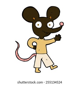 ratón ondulado de dibujos animados estilo historieta retro