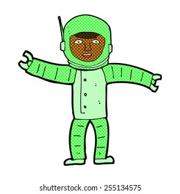 hombre del espacio de dibujos animados estilo libro de historietas retro