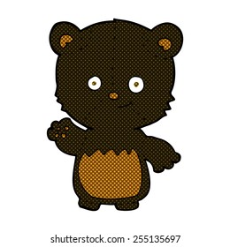 historieta estilo retro caricatura de oso negro tejido