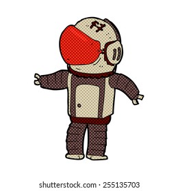 retro comic book style cartoon astronaut