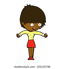 retro comic book style cartoon woman panicking