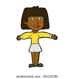 retro comic book style cartoon excited woman