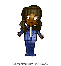 retro comic book style cartoon friendly business woman