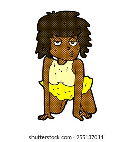 retro comic book style cartoon woman doing pin-up pose