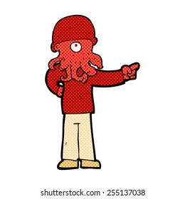 retro comic book style cartoon alien monster man