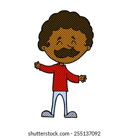 caricatura estilo libro de historietas retro hombre feliz con bigote