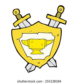 retro comic book style cartoon blacksmith anvil heraldry symbol