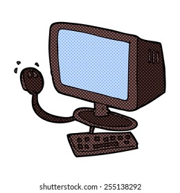 computadora de dibujos animados estilo libro de historietas retro