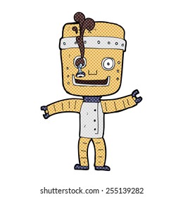 retro comic book style cartoon funny old robot