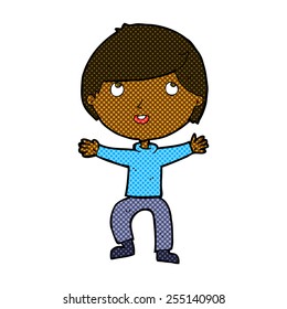 retro comic book style cartoon happy boy