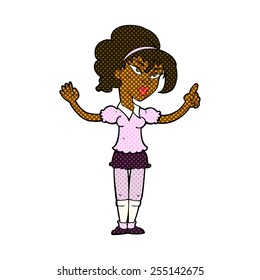 retro comic book style cartoon woman with idea