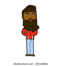 retro comic book style cartoon serious man with beard