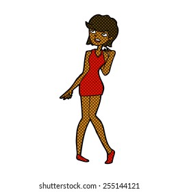 retro comic book style cartoon woman in cocktail dress