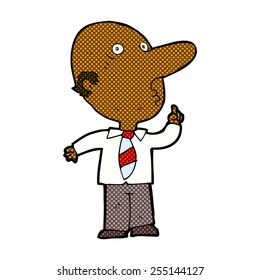 historieta retro estilo caricatura calvo hombre haciendo preguntas