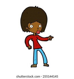 retro comic book style cartoon woman pointing