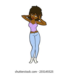 caricatura estilo libro de historietas retro linda mujer