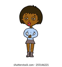 retro comic book style cartoon suspicious girl