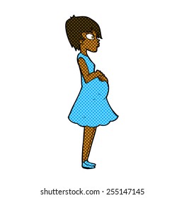 retro comic book style cartoon pregnant woman
