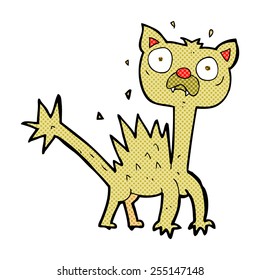 retro comic book style cartoon scared cat