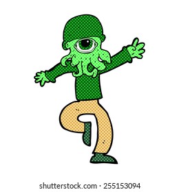 retro comic book style cartoon alien monster man