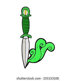 Cartoon mystischer Dagger im Retro-Comicstil