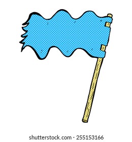 retro comic book style cartoon blue flag