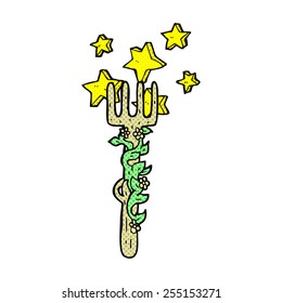 retro comic book style cartoon ornate wooden fork