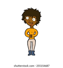 retro comic book style cartoon crazy excited woman