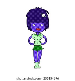 retro comic book style cartoon happy vampire girl