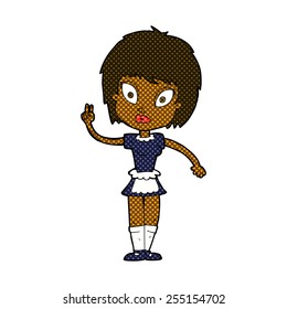 retro comic book style cartoon maid