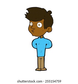 retro comic book style cartoon boy staring