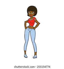 caricatura estilo libro de historietas retro linda mujer