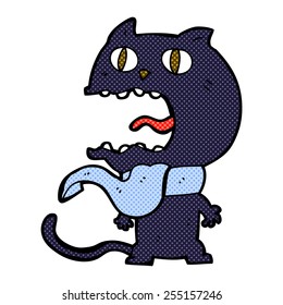 retro comic book style cartoon frightened cat