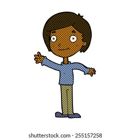 retro comic book style cartoon happy boy