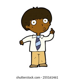 historieta retro estilo caricatura escolar niño con pregunta