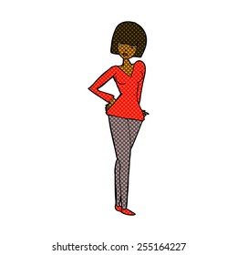 retro comic book style cartoon pretty woman