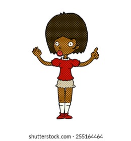 retro comic book style cartoon woman explaining her point