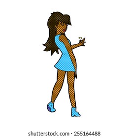 retro comic book style cartoon woman posing in dress