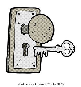 retro comic book style cartoon spooky old door knob