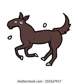 retro comic book style cartoon horse sweating