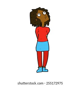 retro comic book style cartoon curious woman
